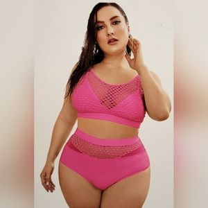 NWOT Fishnet Mesh High Waisted Be a Mermaid Bathing swim glam Suit 2 pc …